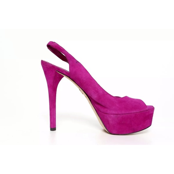 Brian Atwood sling back peep toe heels - Picture 6 of 7
